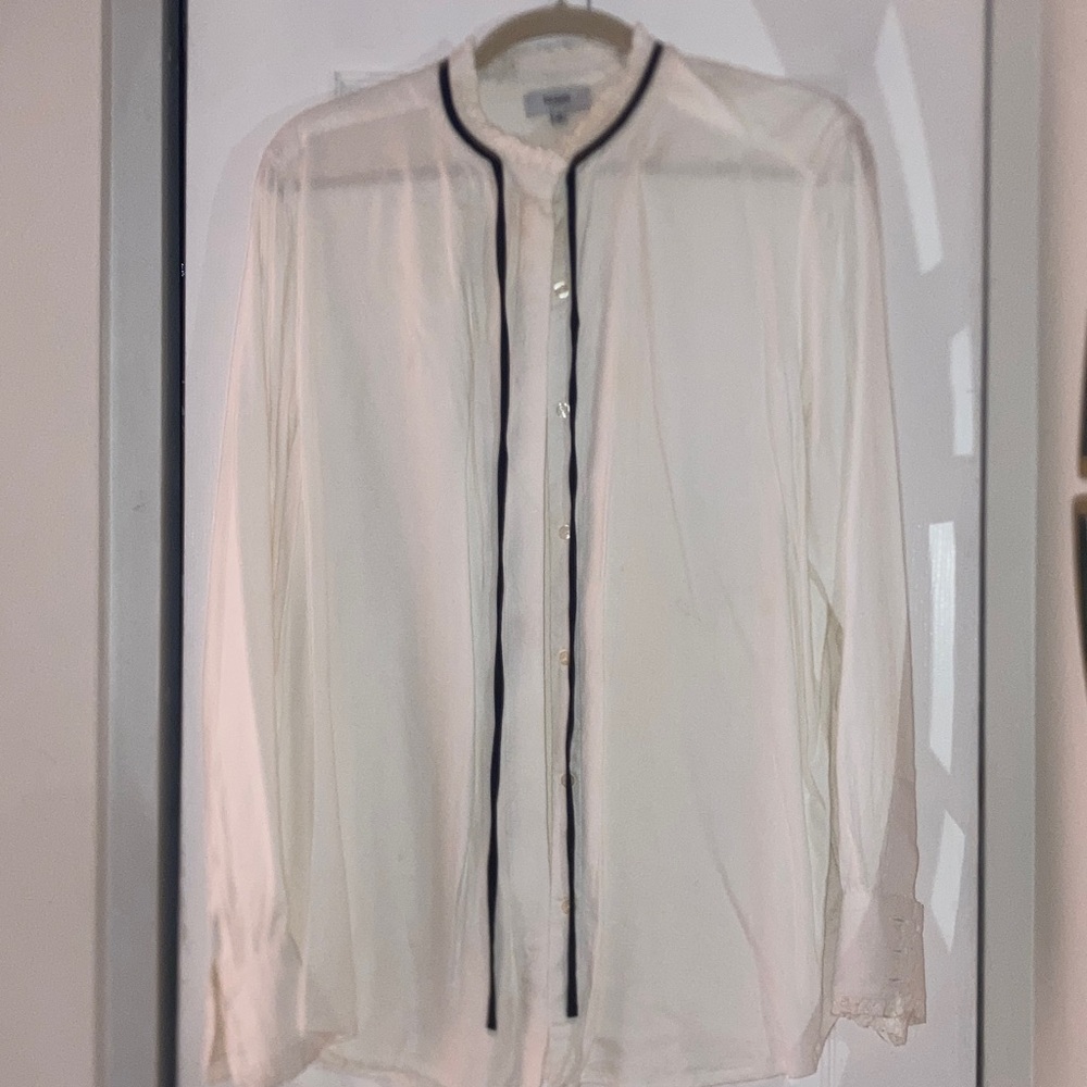Kensie Cream Blouse with Ruffle Detail